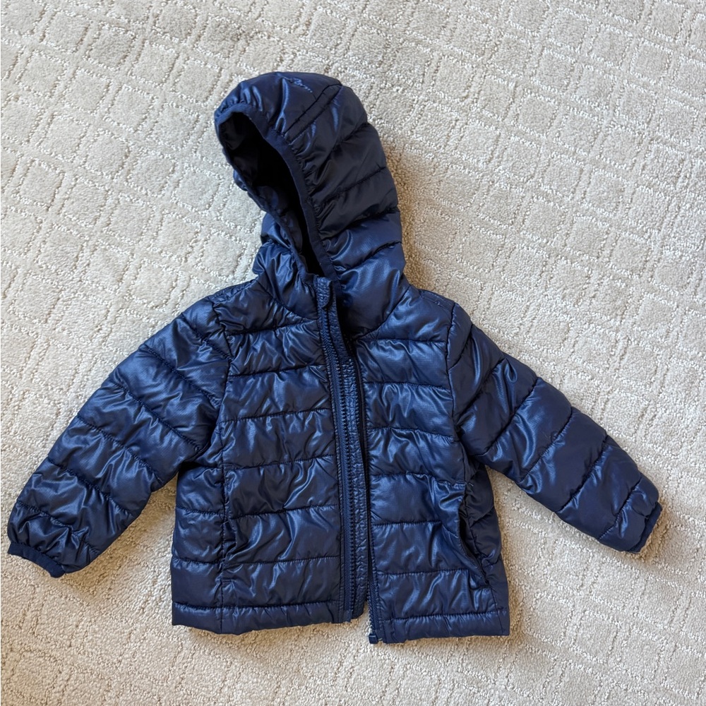 Primary - Navy Blue Puffer Jacket with Hood